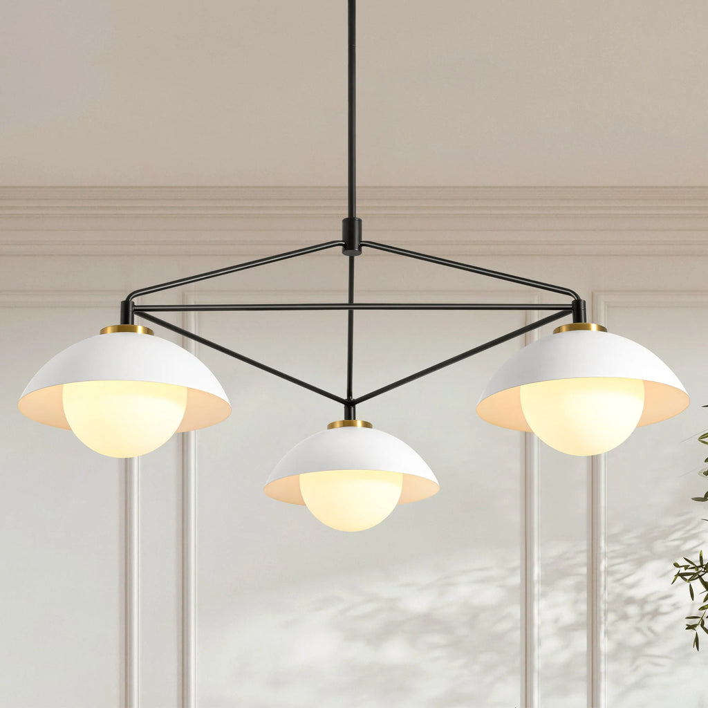 3-Light Dimmable Glass Dome Chandelier V34792