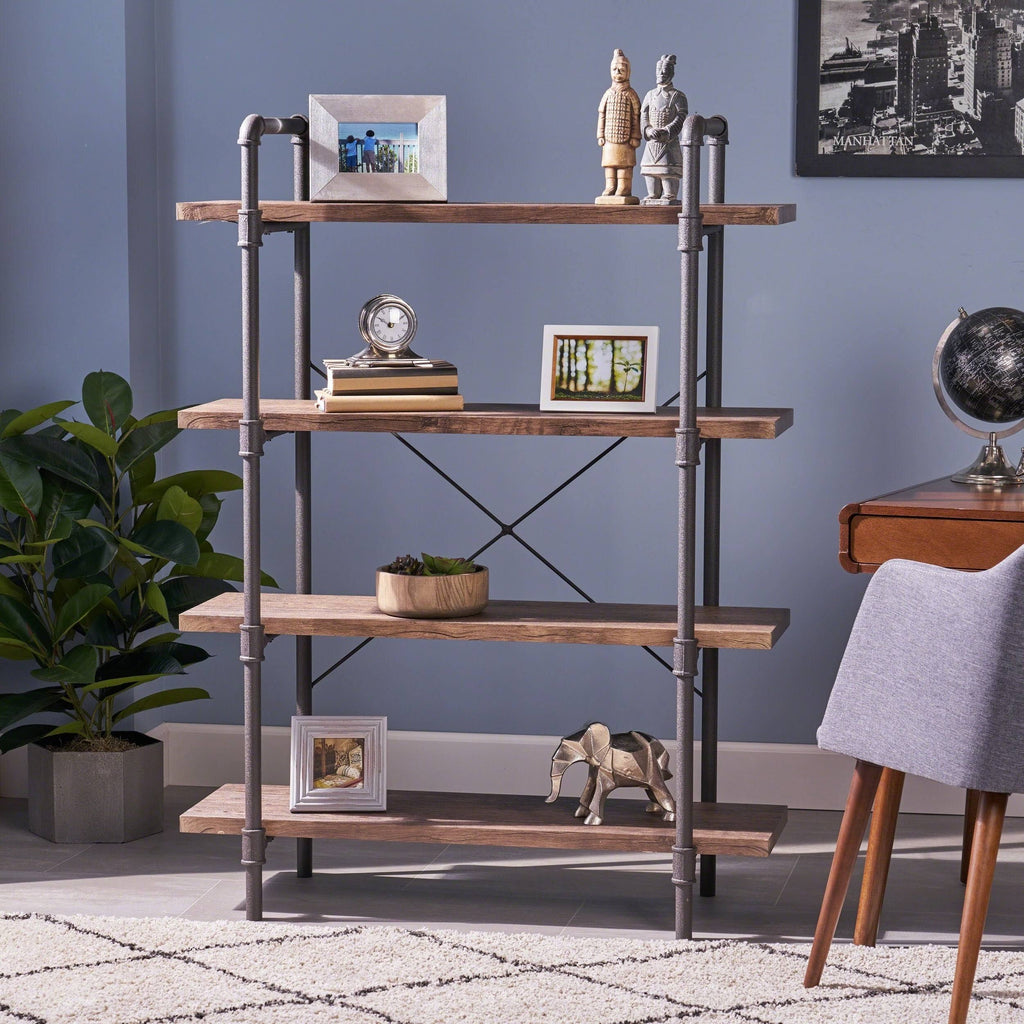 4-Tier Industrial Shelf in Dark Brown F6883