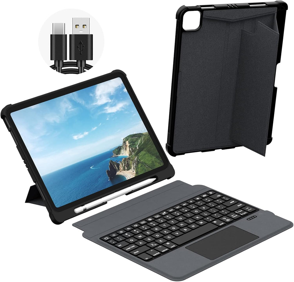 Detachable Wireless Bluetooth Keyboard Case with Trackpad for iPad U353585