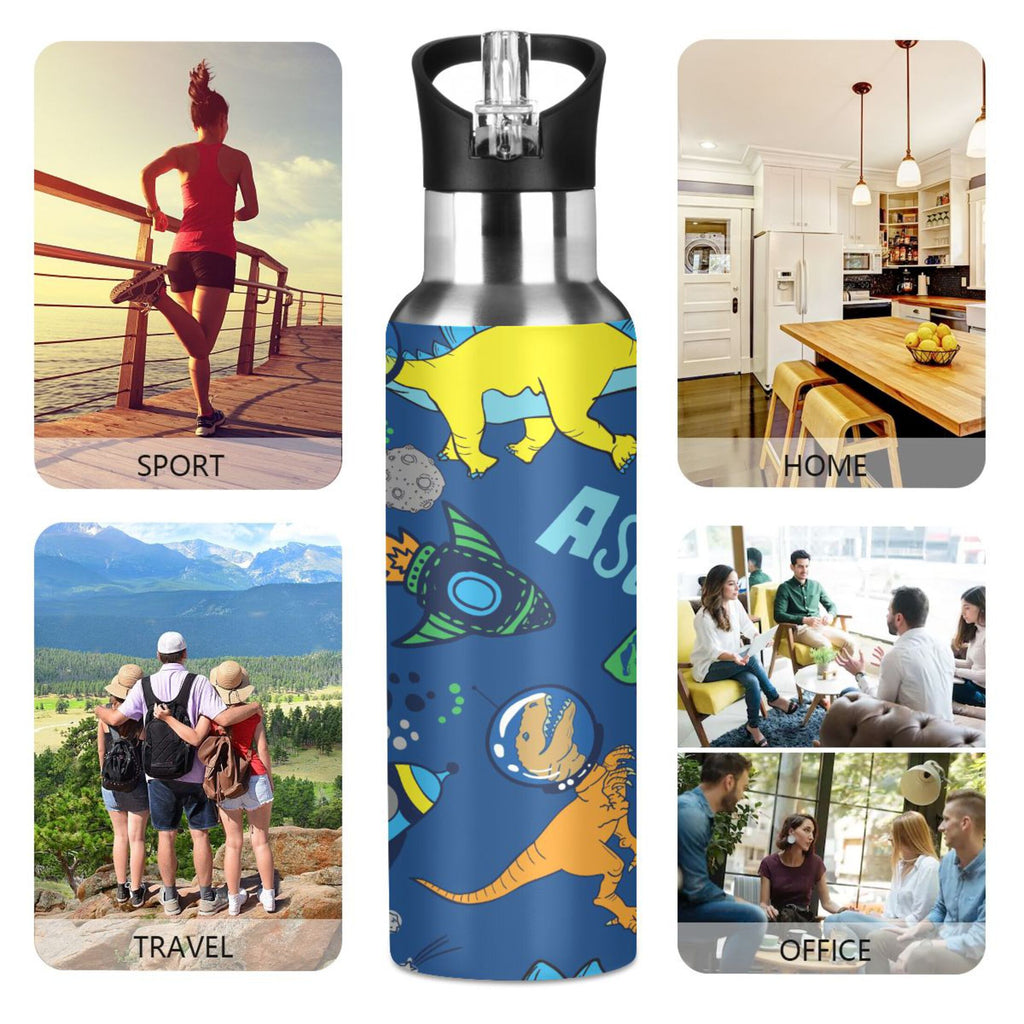Stainless Steel Insulated Thermos Vacuum Flask Water Bottle with Straw Lid G5754