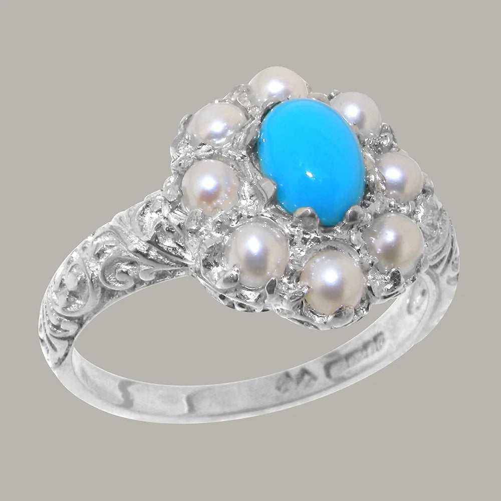 Sterling Silver Turquoise Cultured Pearl Ring H3721