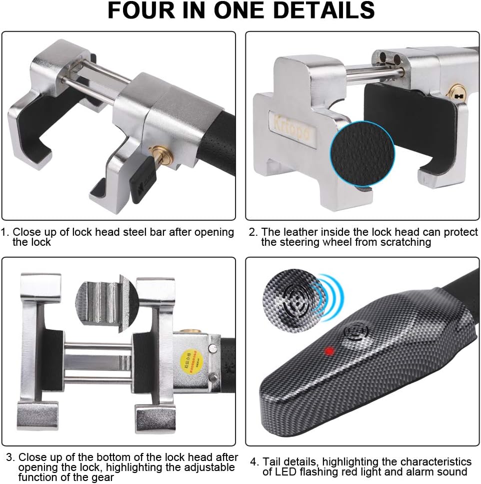 Retractable Steering Wheel Lock with Alarm H849
