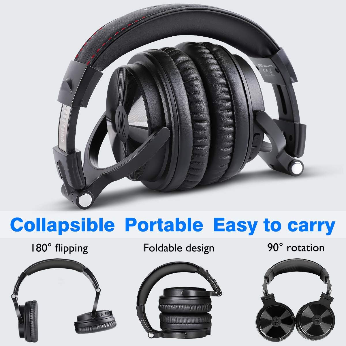 Pack of 2 Foldable Bluetooth Over Ear Headphones with 50mm Neodymium Drivers R305