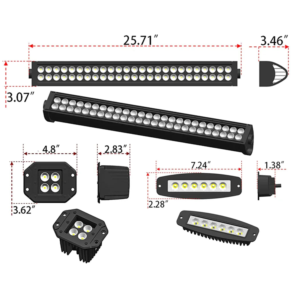 Front & Rear Bumper Combos with Winch Plate LED Work Lights C26762