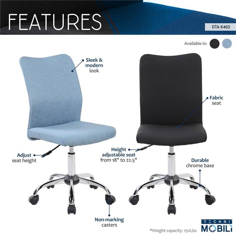 Black Armless Task Chair W670