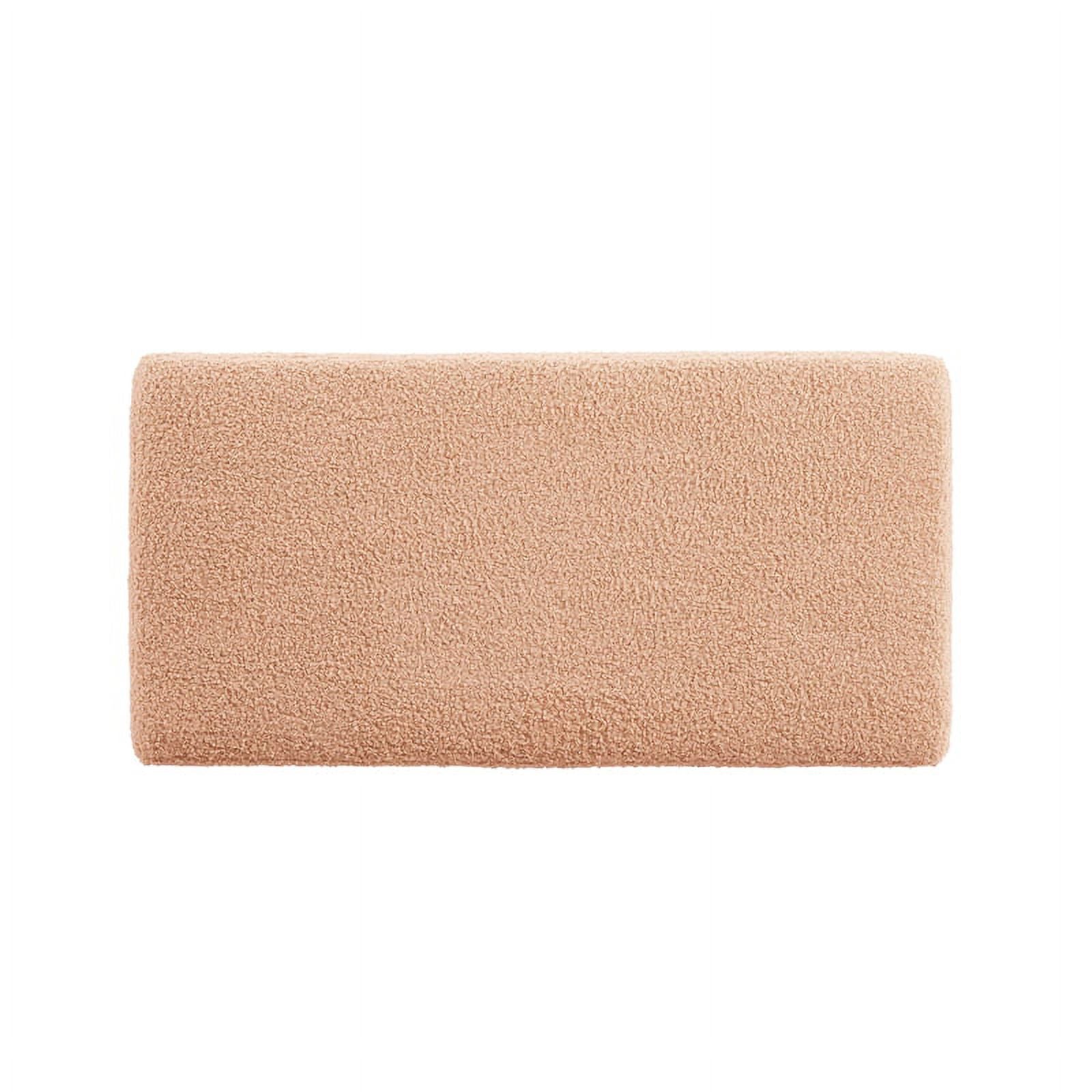 Tan Rectangle Sherpa Storage Ottoman D1526