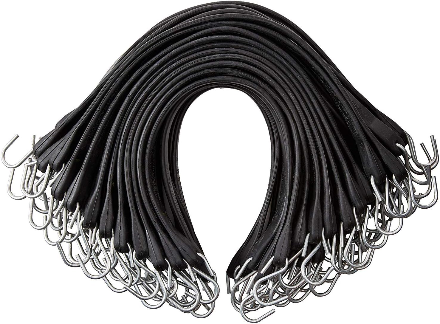 Pack of 50 41 inch Rubber Bungee Cords with Metal S Hooks R551