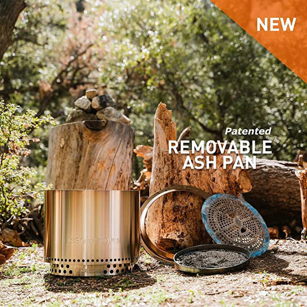 Portable Smokeless Fire Pit with Stand, Grill & Hub, Stainless Steel/Cast Iron W1948