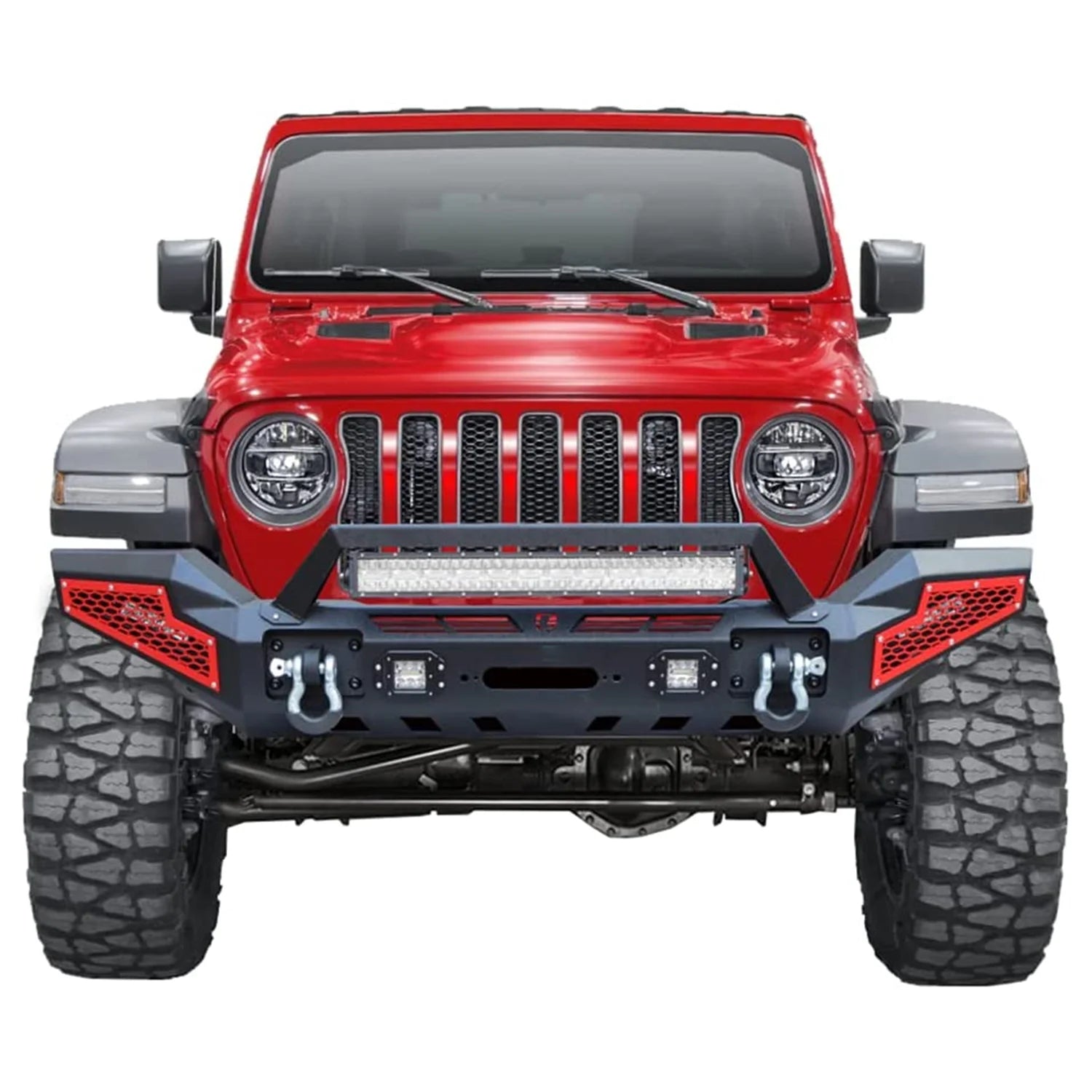 Front & Rear Bumper Combos with Winch Plate LED Work Lights C26762