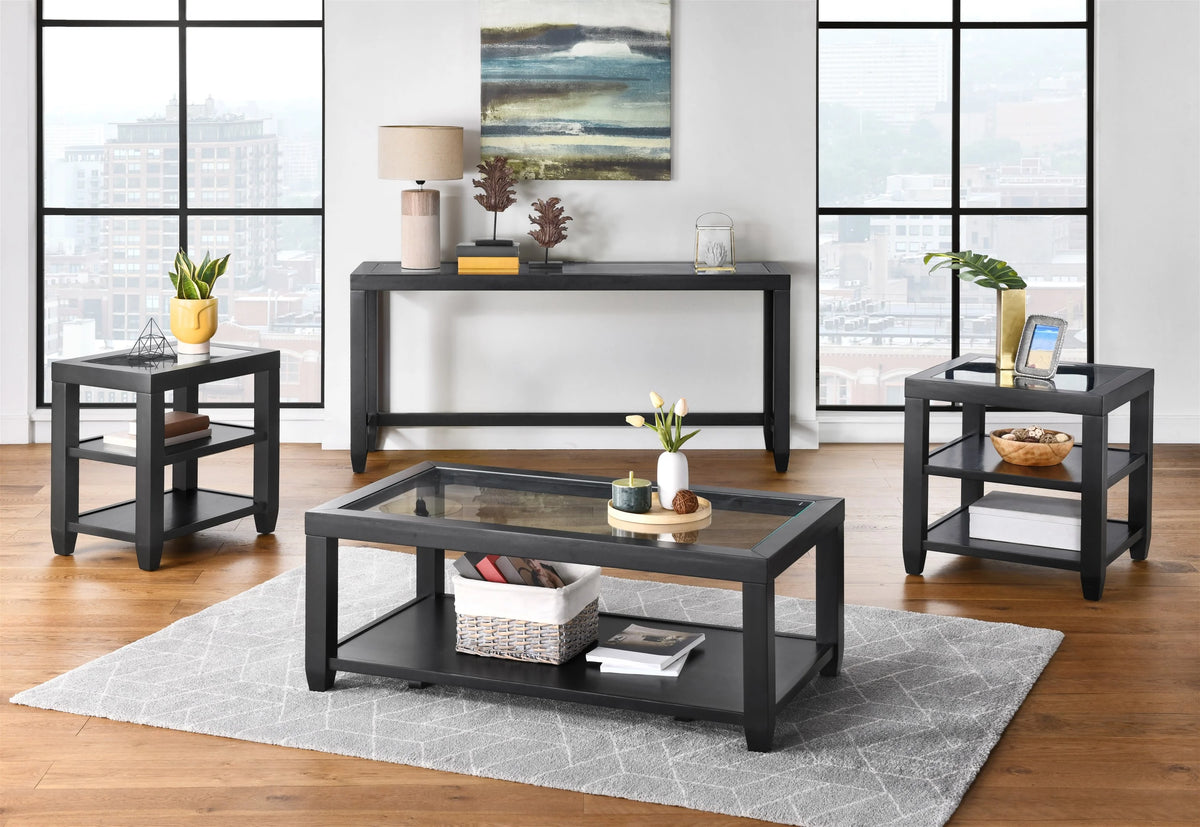 Black Glass Top Sofa Console Table H450