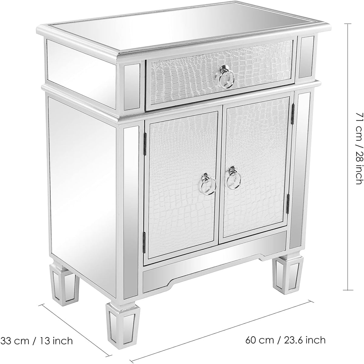 Mirrored Wood Cabinet with Drawers and Cabinet S44590