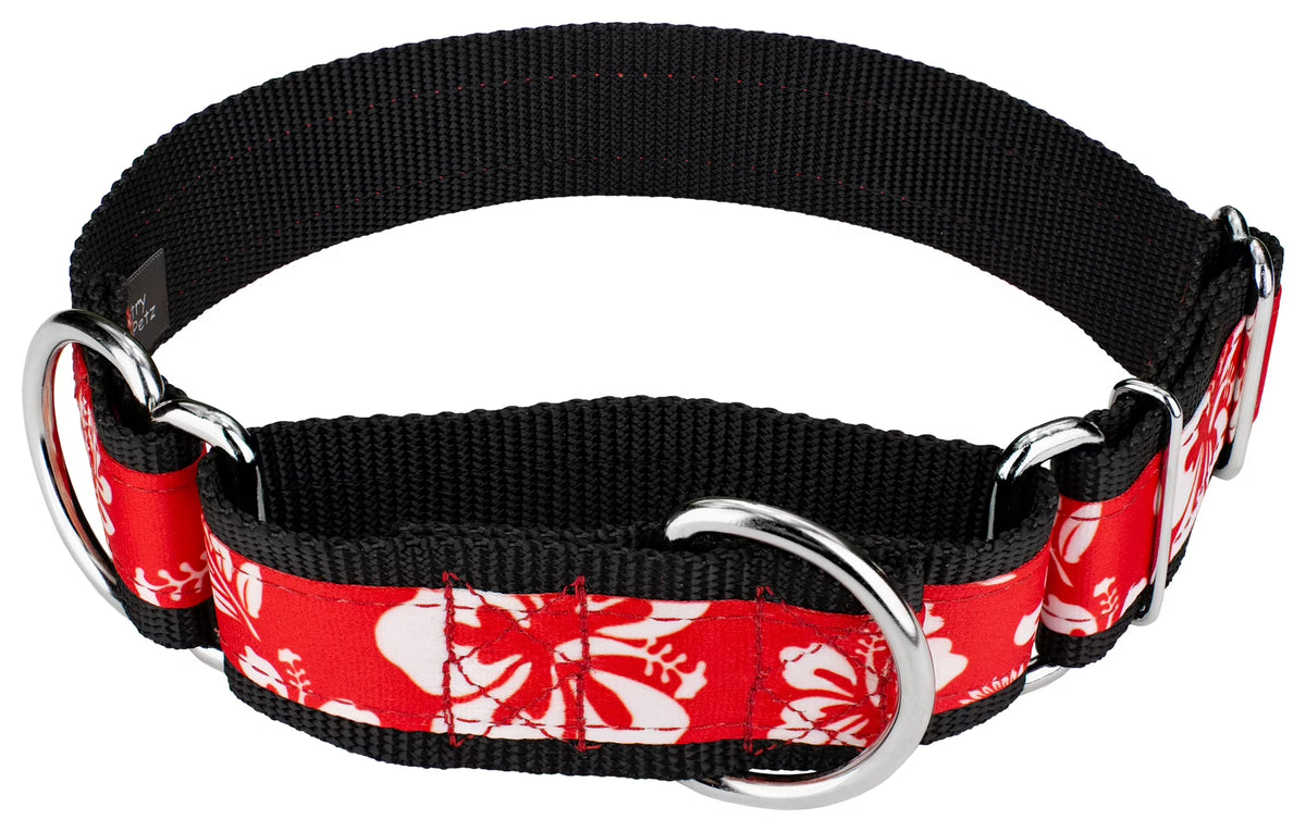 Red Hawaiian Signature Martingale Dog Collar K3610