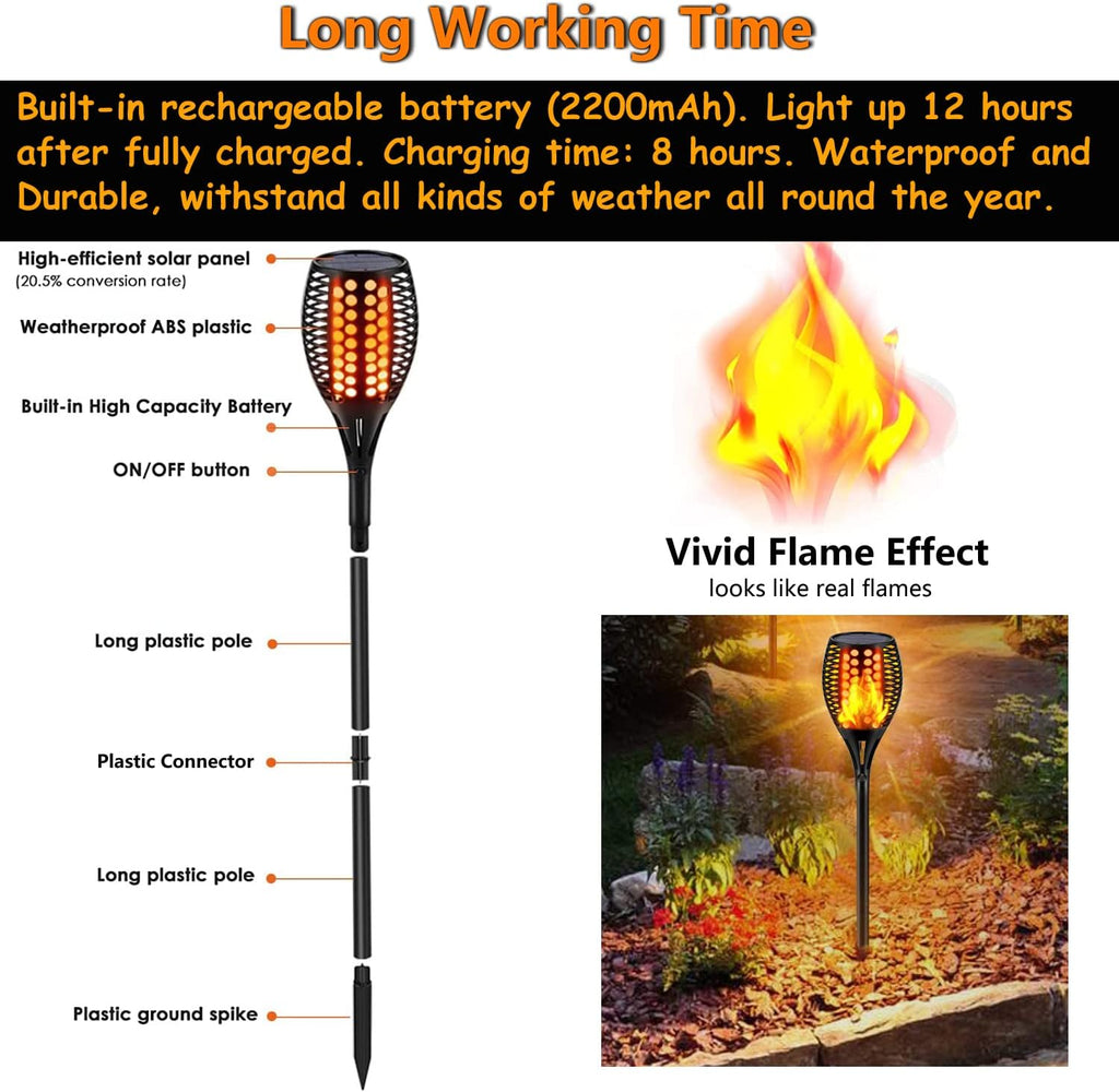 Solar Torch Lights, Waterproof Outdoor Dancing Flames Garden Lights, 43 96 LED O536