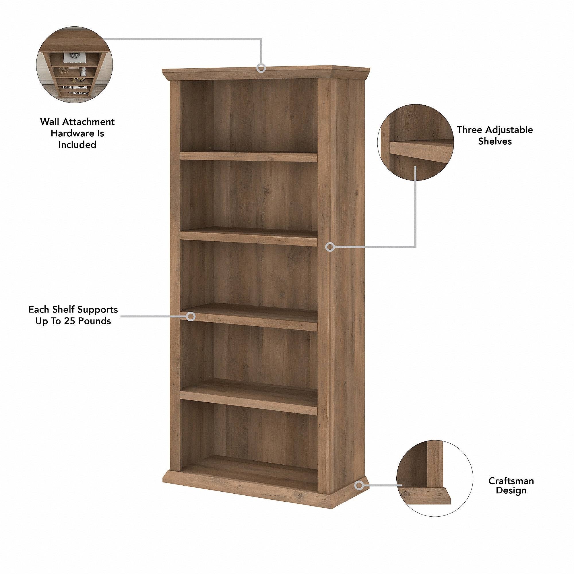 Reclaimed Pine 5 Shelf Bookcase X355