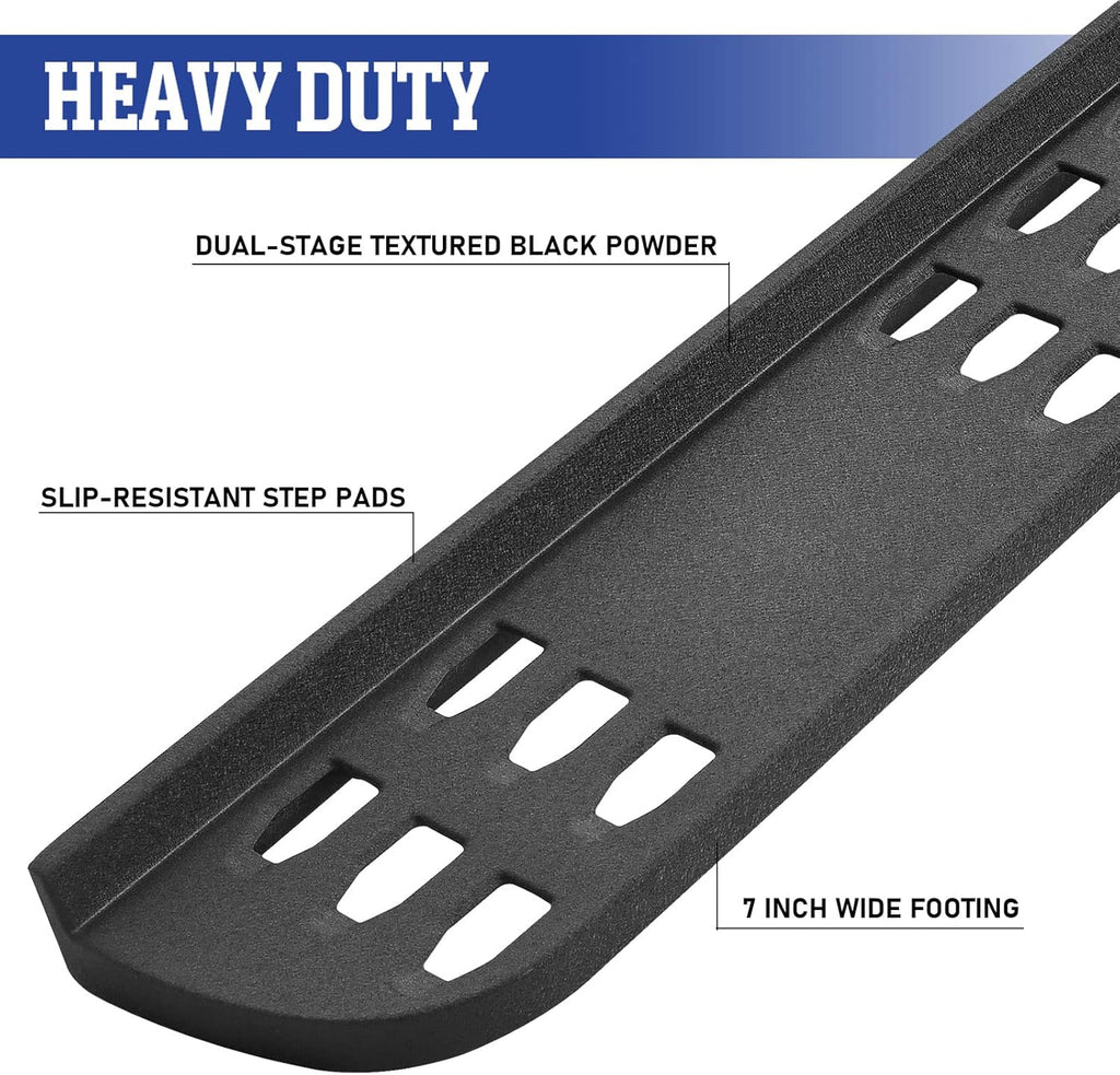 7 Inches Textured Black Powder Running Boards Z570