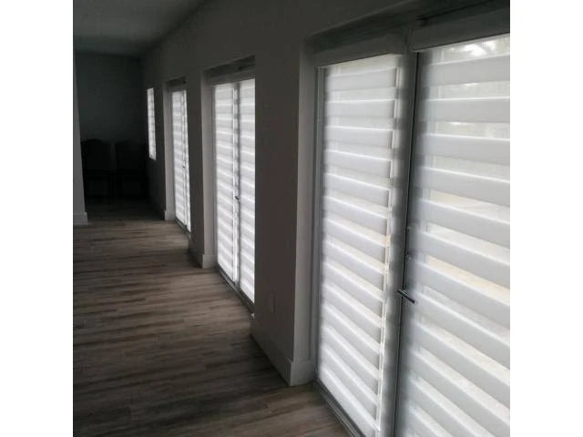 White Dual Layer Cordless Roller Blinds T257048