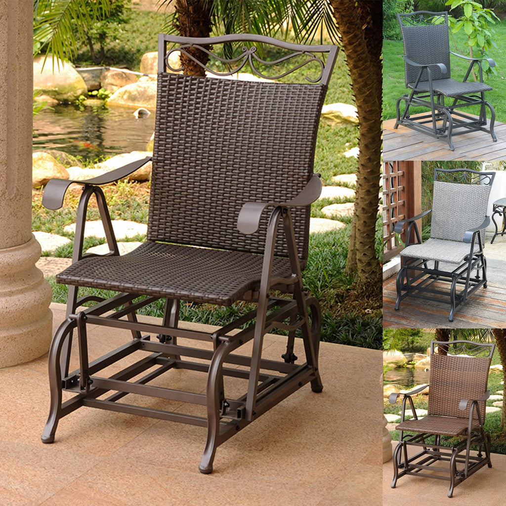 Grey Resin Wicker Steel Glider Chair G29978