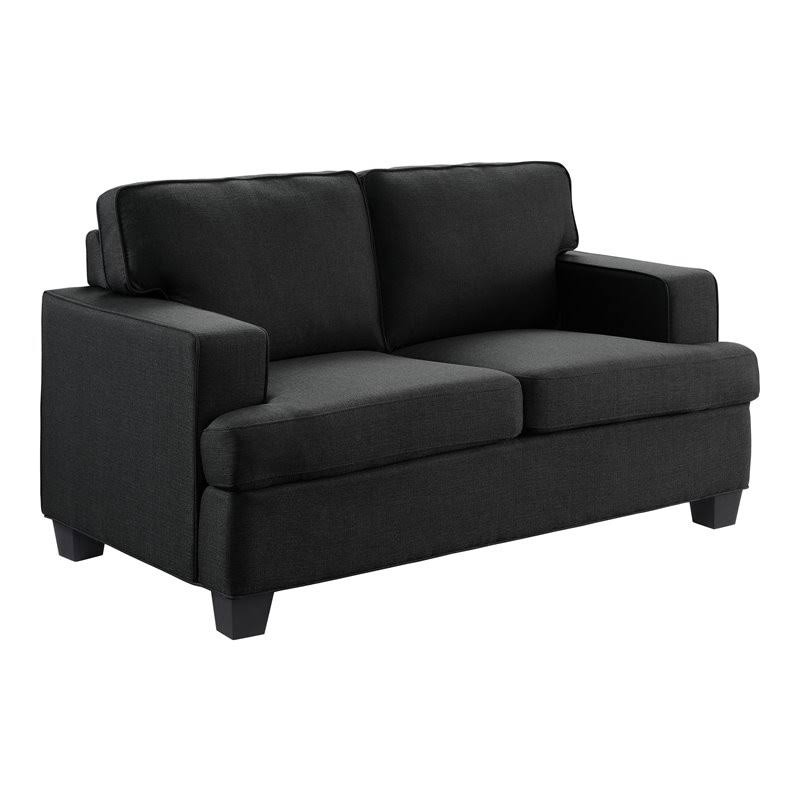 Black Textured Fabric Loveseat R93082