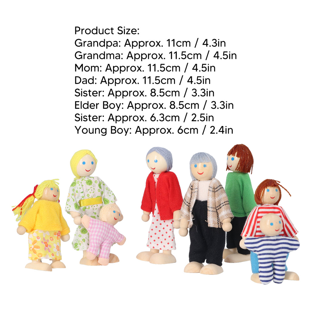 8pcs Wooden Dollhouse People Figures L98112