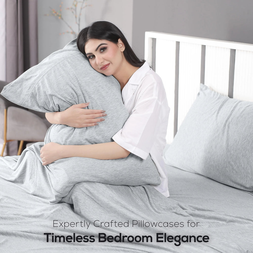 Heather Light Grey Twin Size Jersey Knit Sheet Set 3pc W725