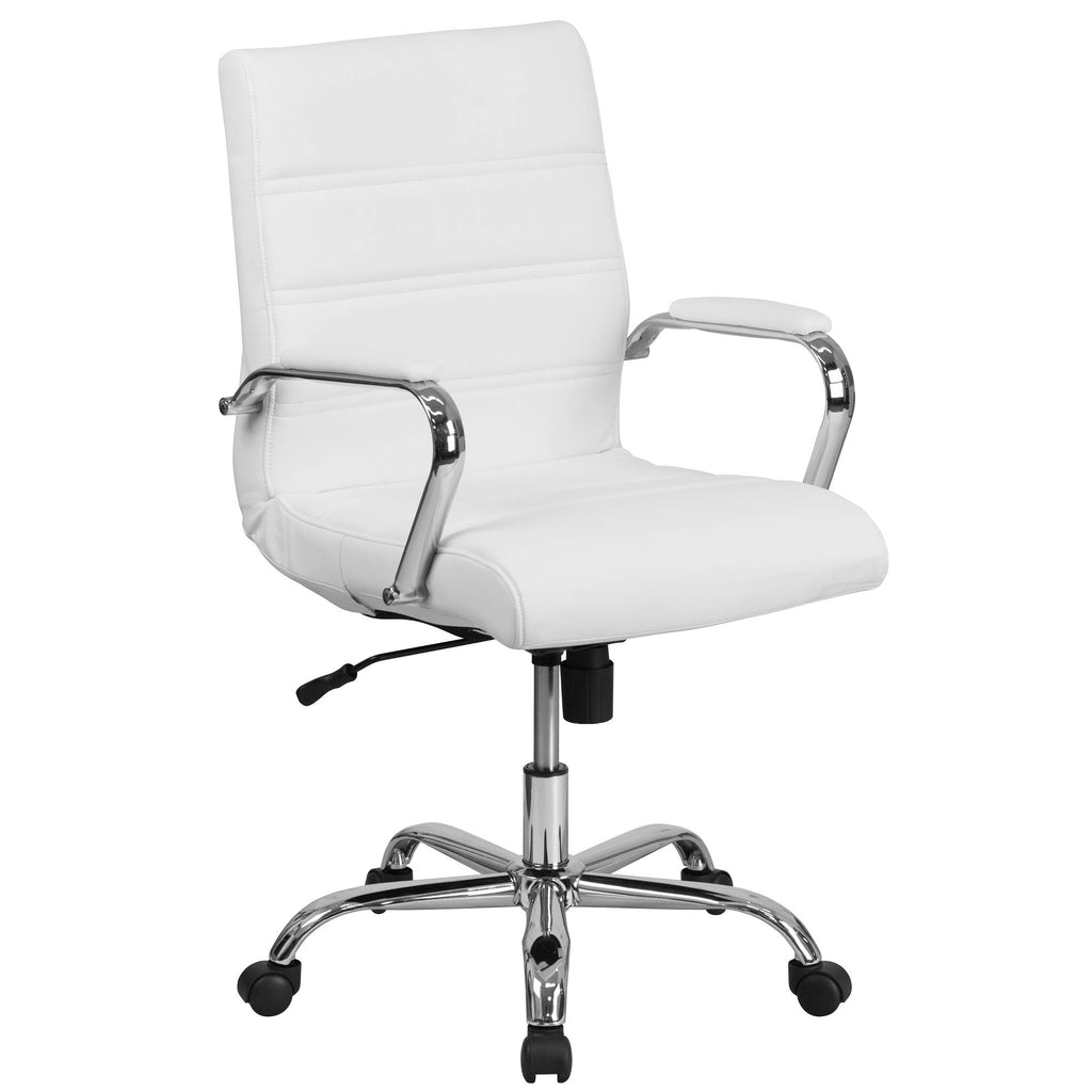 White and Silver Mid-Back Executive Swivel Office Chair O536973