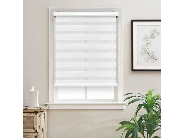 White Dual Layer Cordless Roller Blinds T257048