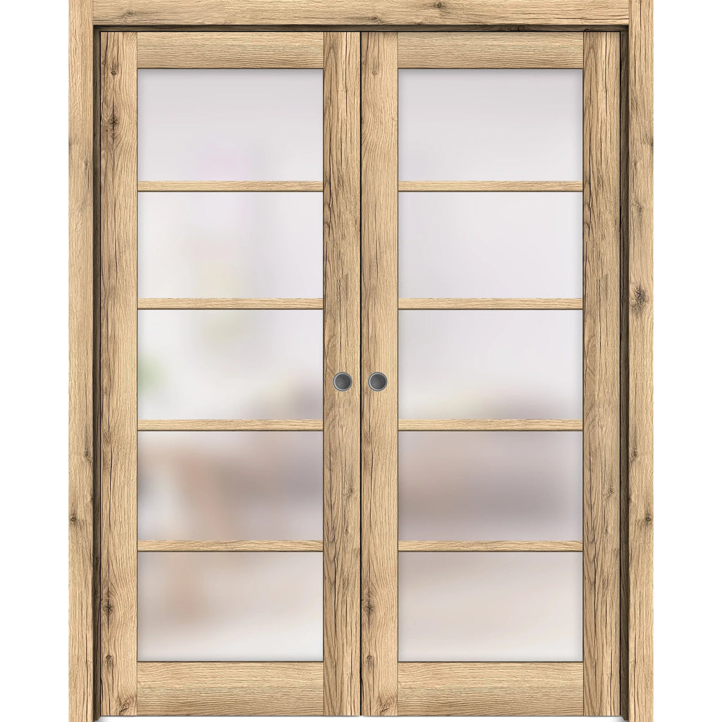 Solid Wood Interior Sliding French Double Pocket Doors 48 x 96 inches L740416