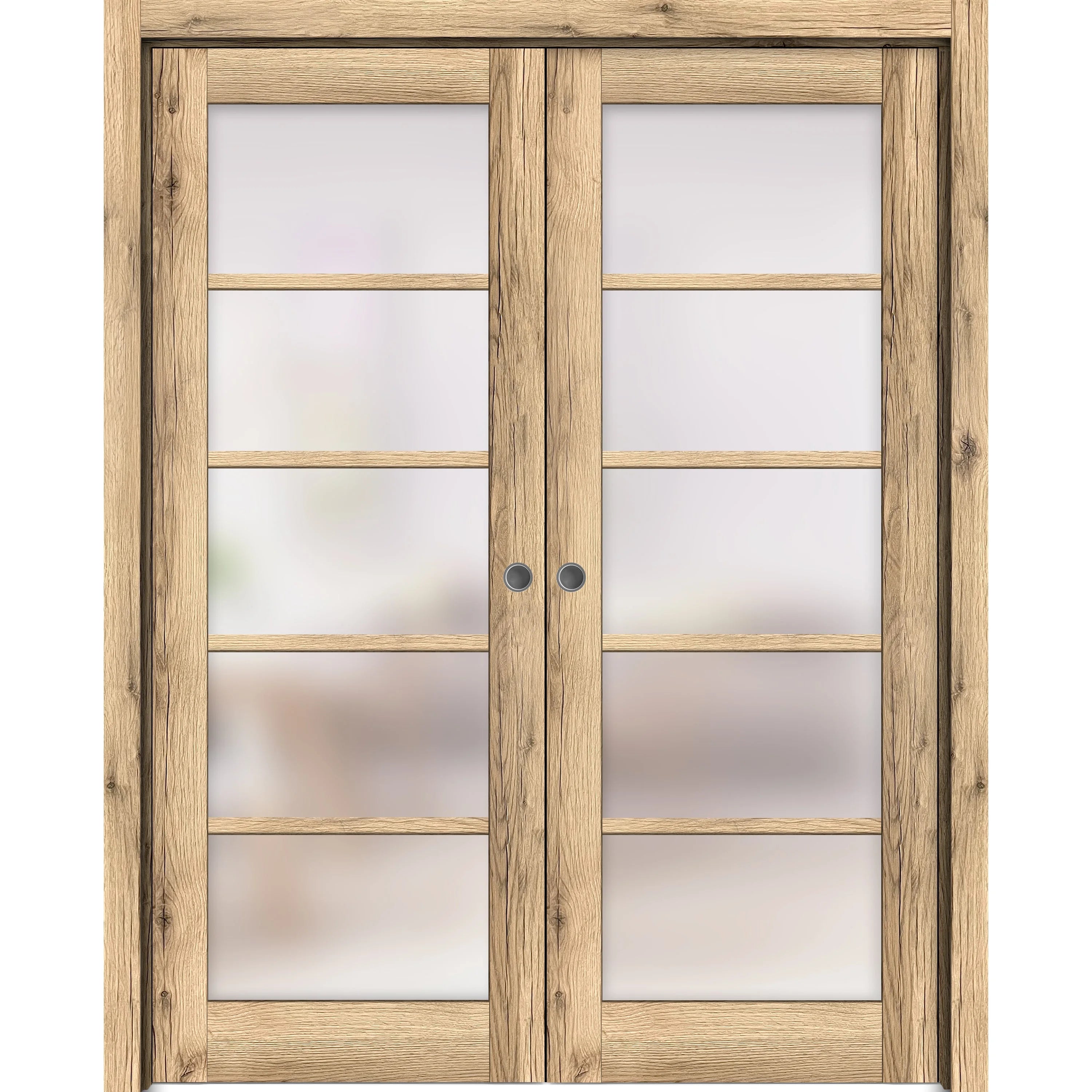 Solid Wood Interior Sliding French Double Pocket Doors 48 x 96 inches L740416