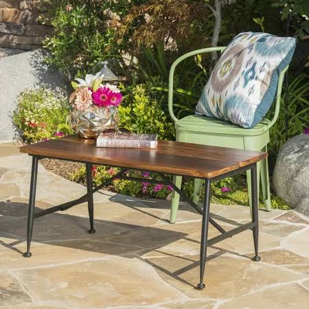 Black Acacia Wood Coffee Table with Iron Accents S53217