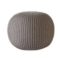 Taupe Round Knit Cotton Pouf U883