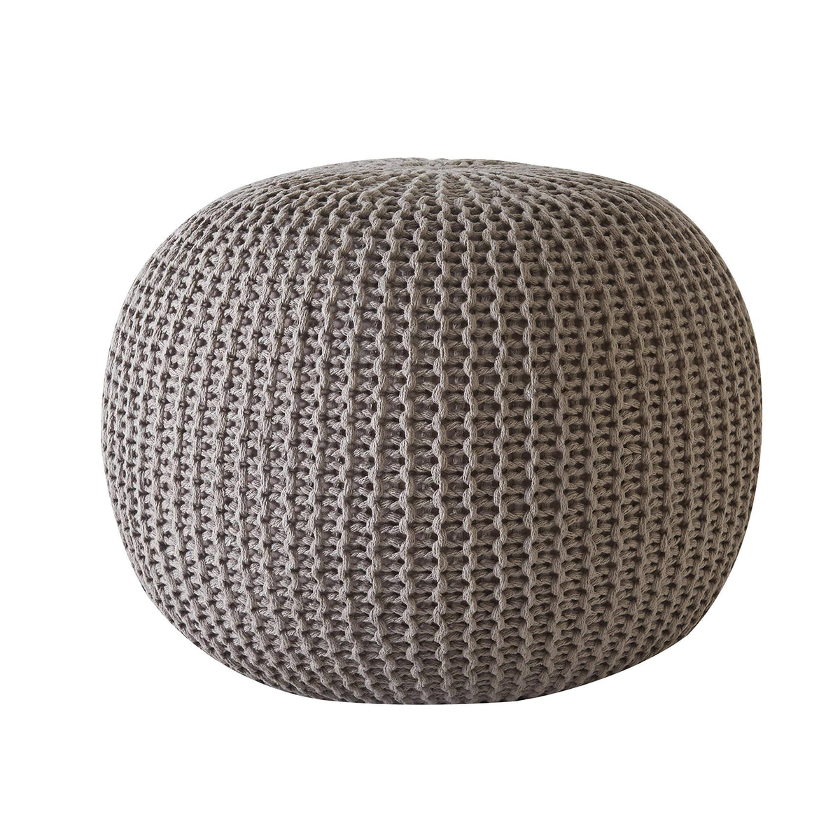 Taupe Round Knit Cotton Pouf U883