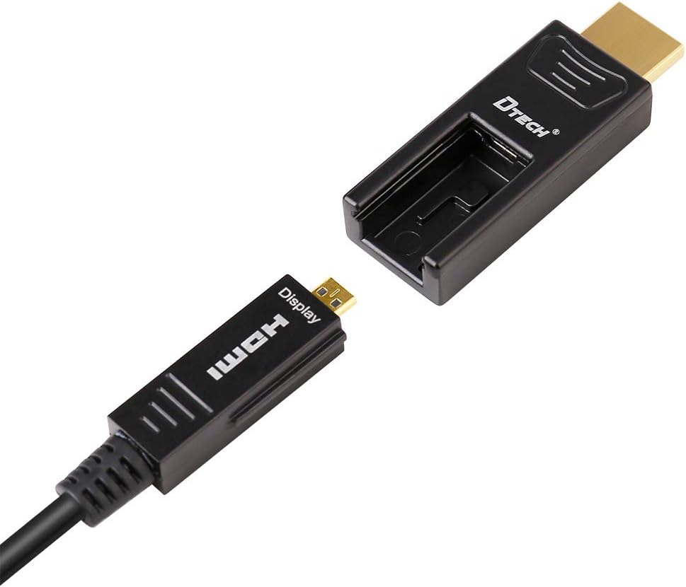 Fiber Optic HDMI Cable 100 Feet 4K 60Hz 18Gbps High Speed Ultra HD with Dual Micro HDMI and Standard HDMI Connector T719