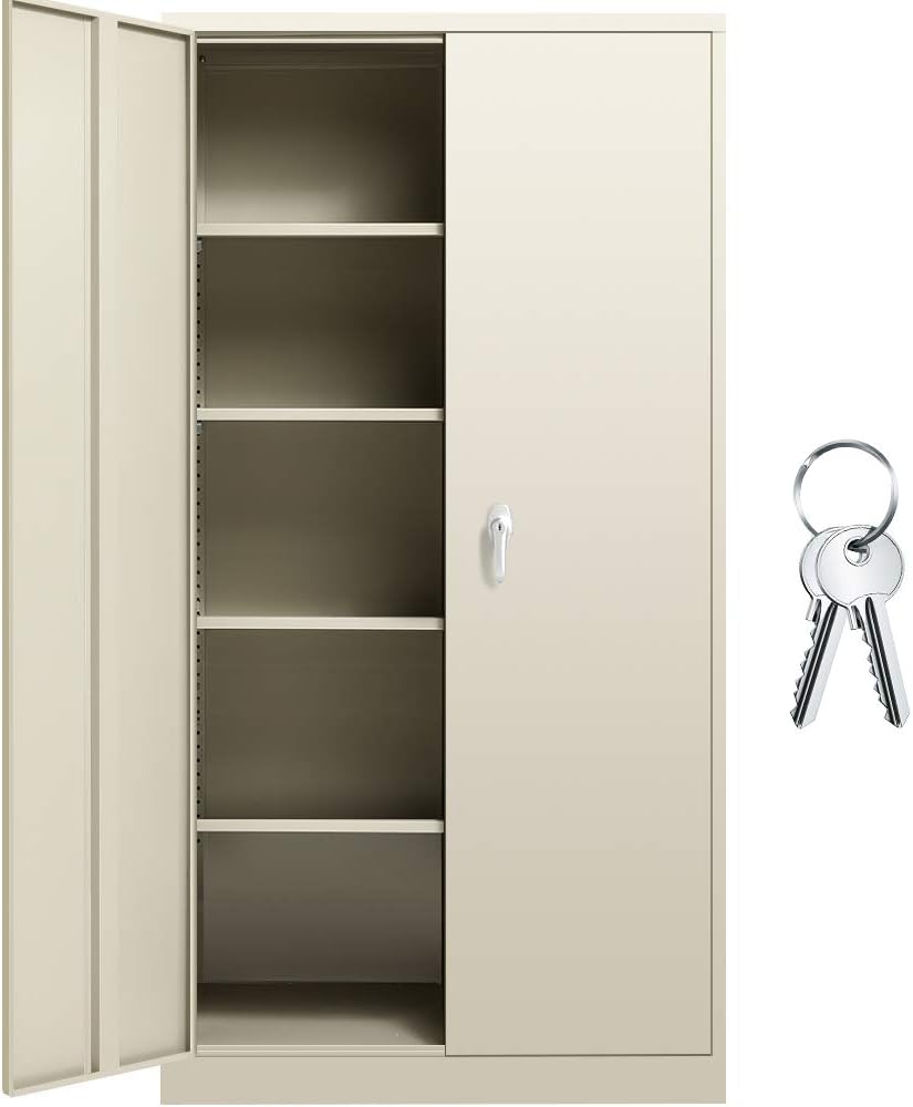 Black Metal Locking Steel Storage Cabinet with Shelves H1962
