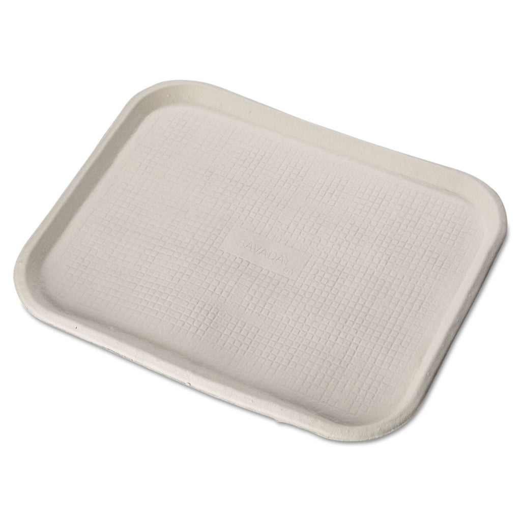 White Molded Fiber Food Trays, 14 x 18, Rectangular, 100/Cart D373865
