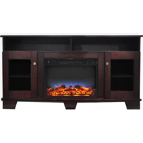White Electric Fireplace with Entertainment Stand H747