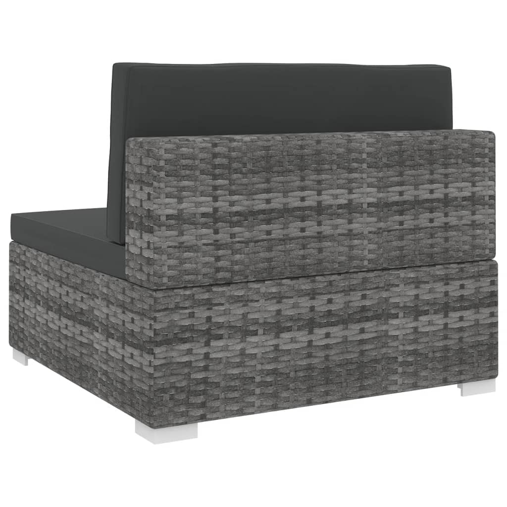Gray Poly Rattan Sectional Middle Seat with Cushions D478853