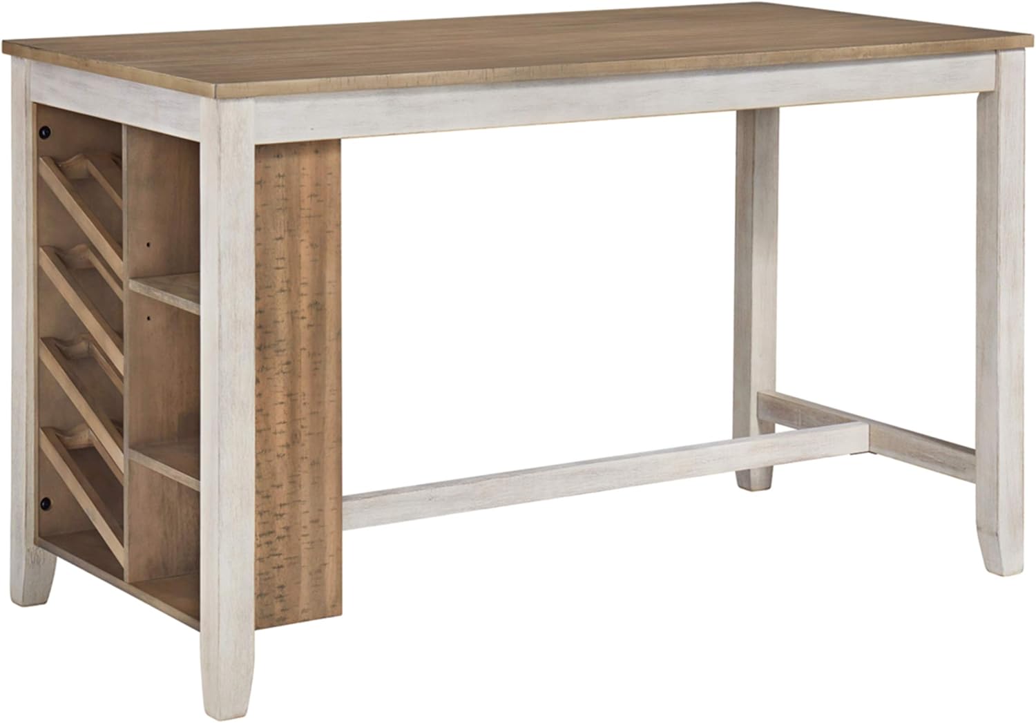 Whitewash Farmhouse Counter Height Dining Table with Storage Cabinet M4360