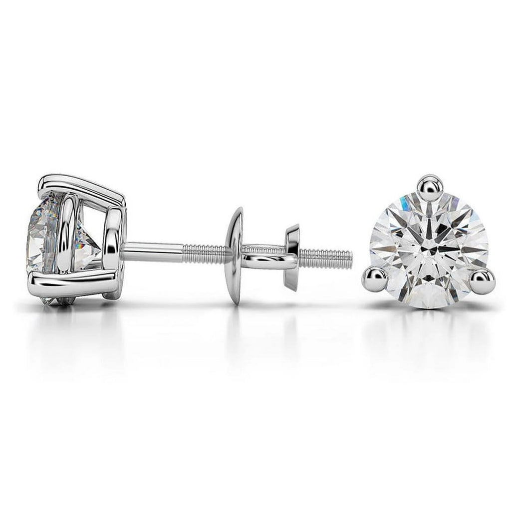 3.00 Carat Round Brilliant Cut Genuine Moissanite Stud Earrings in Solid 950 Platinum W916