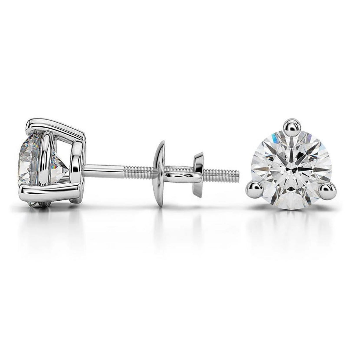 3.00 Carat Round Brilliant Cut Genuine Moissanite Stud Earrings in Solid 950 Platinum W916