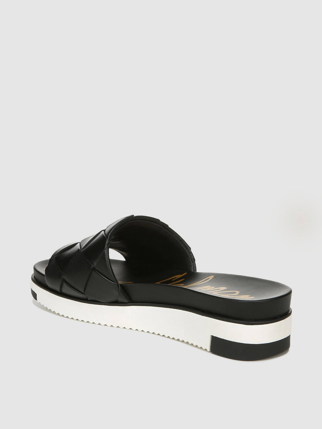 Black Woven Leather Slide V60171