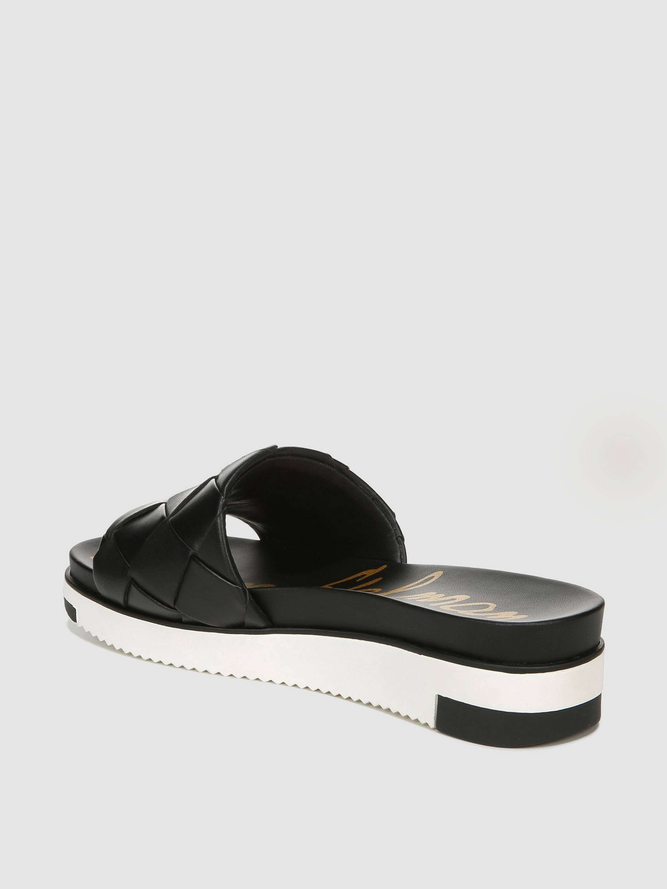 Black Woven Leather Slide V60171