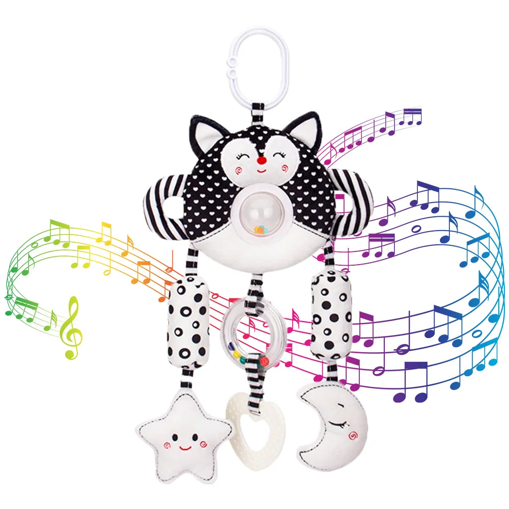 Black and White High Contrast Soft Plush Baby Rattle Toy (Fox) M2951