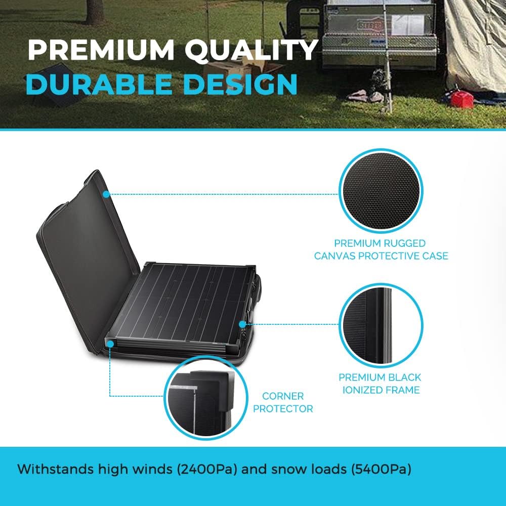 100 Watt 12 Volt Monocrystalline Foldable 2Pcs 50W Solar Panel Suitcase with Waterproof 20A Charger Controller R99772