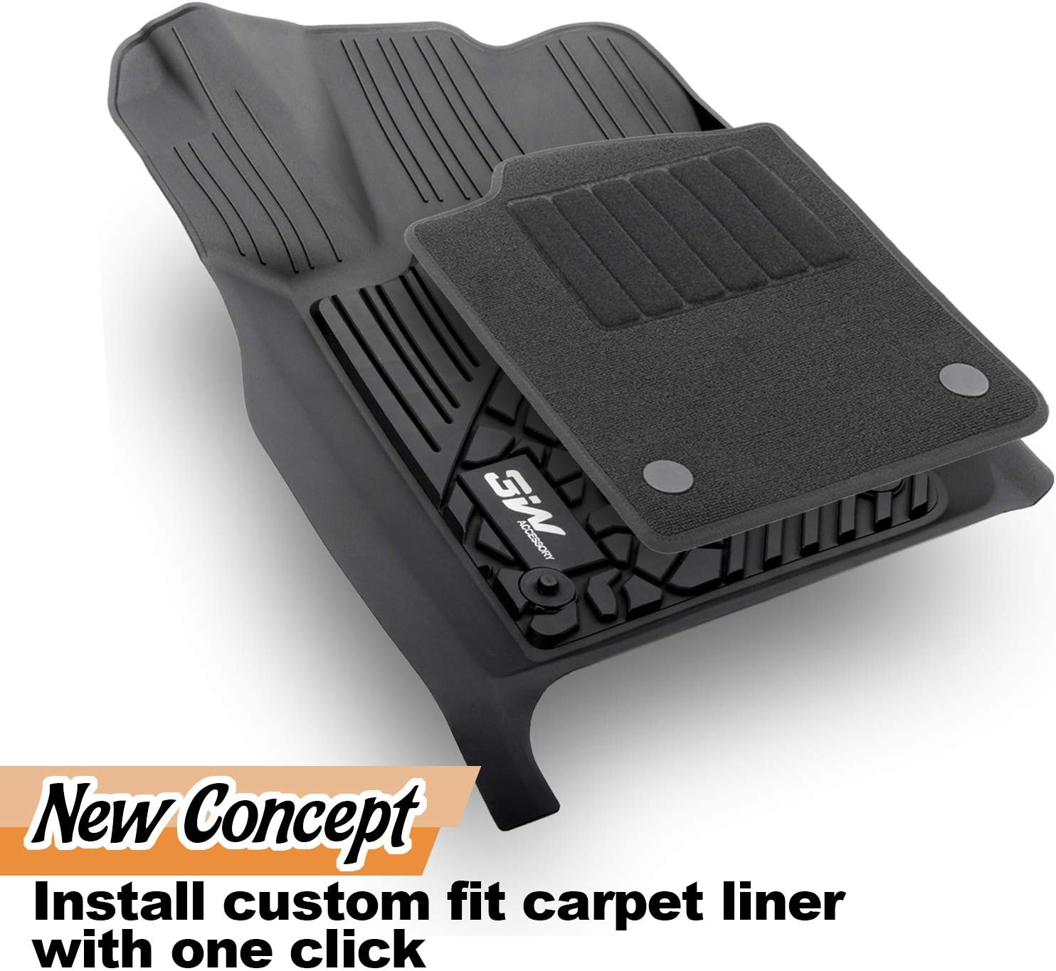 Black All Weather Heavy Duty TPE Car Floor Mats 2 Rows O4459