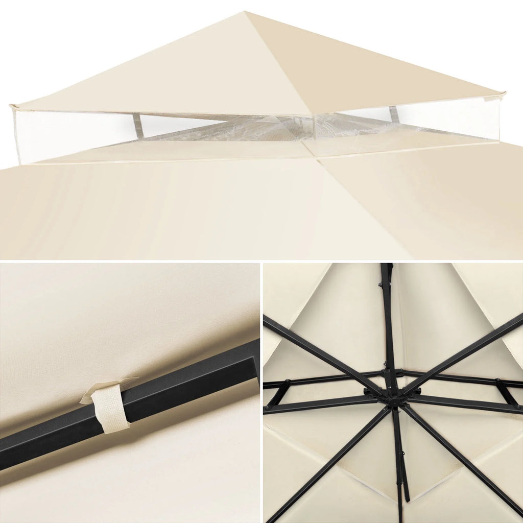 10 x 10 Feet Gazebo Canopy Top Replacement Cover with Plain Edge Polyester Y9739