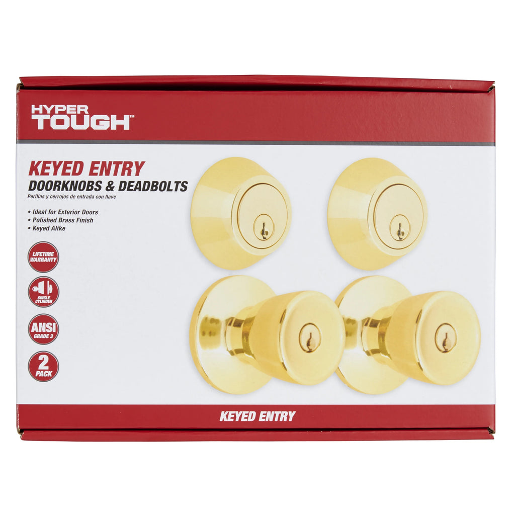 Polished Brass Tulip Doorknob and Deadbolt Combo Twin Pack G291