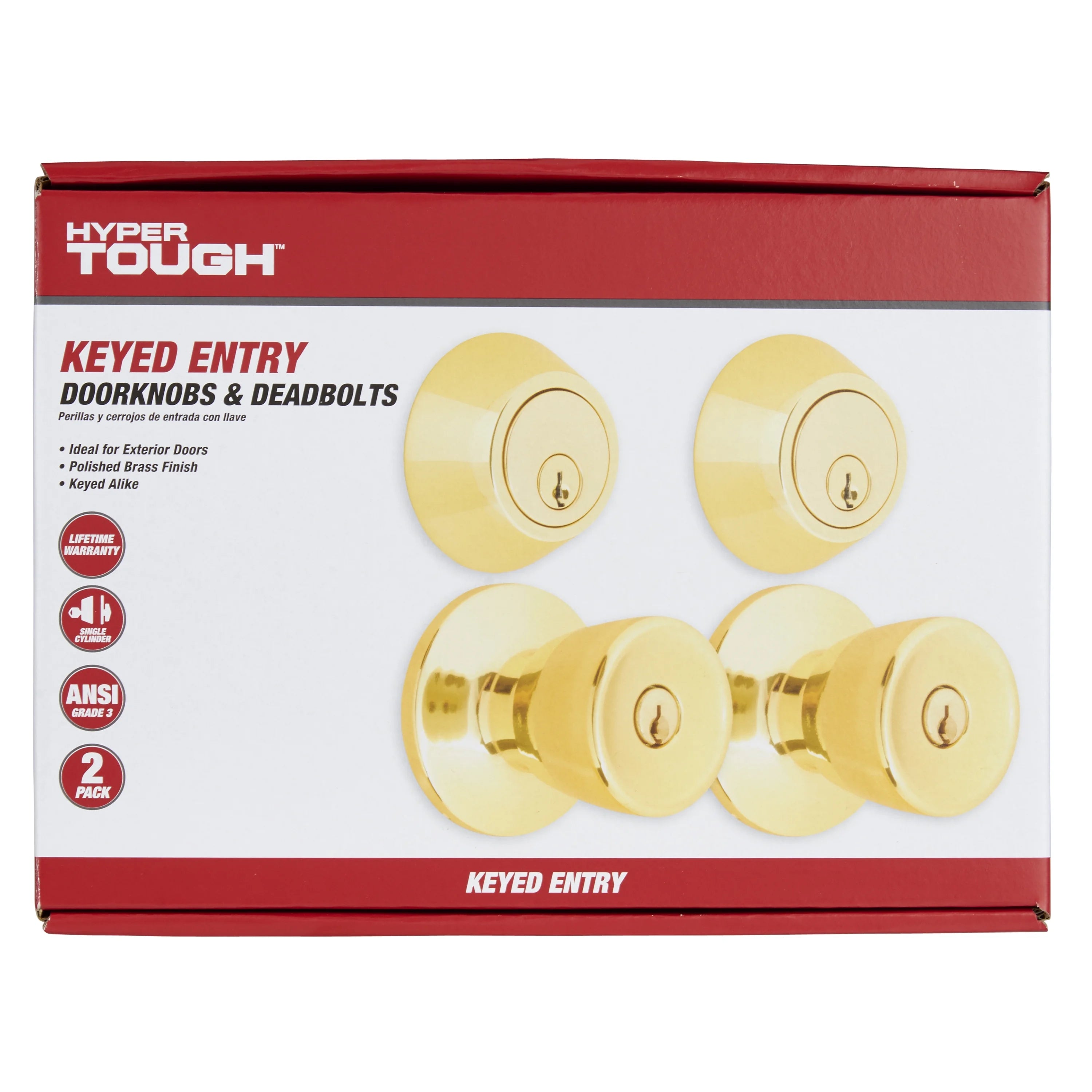 Polished Brass Tulip Doorknob and Deadbolt Combo Twin Pack G291