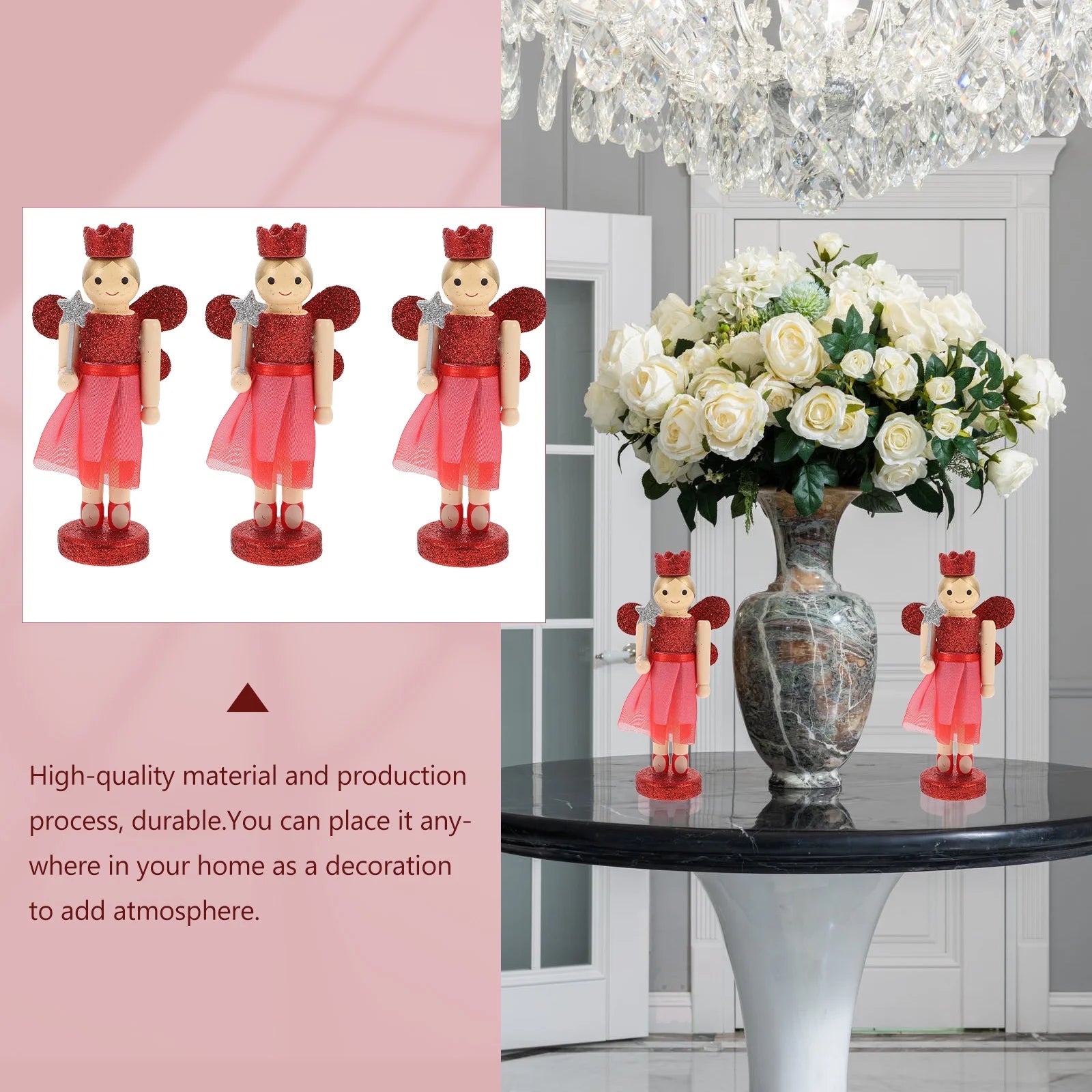 3 Pcs Nutcracker Angel Doll Christmas Tree Ornaments E359578