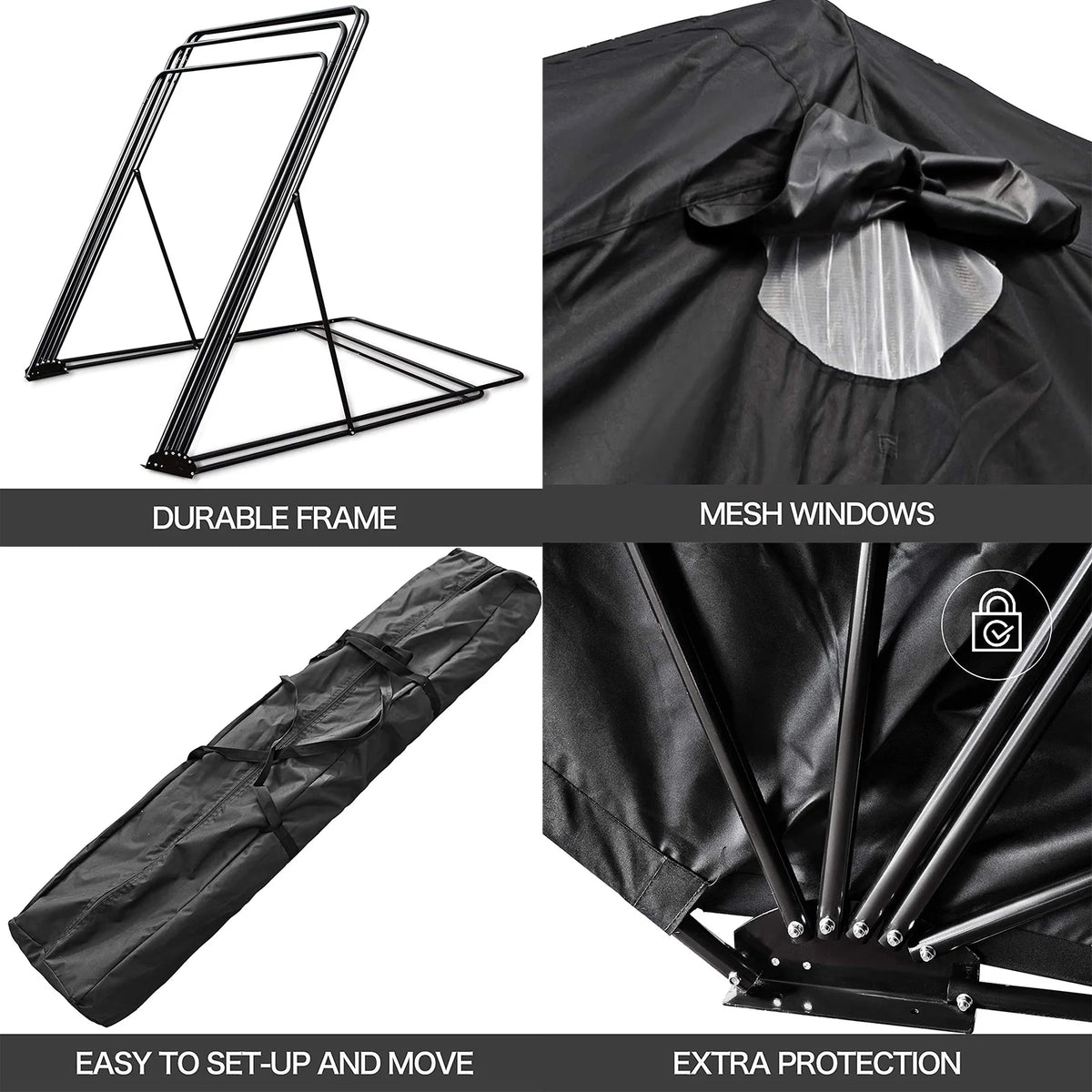 Black Motorcycle Cover Storage Shed A9959