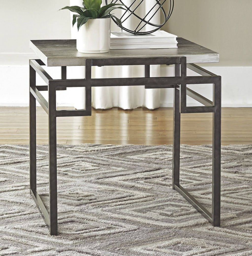 Silver/Black Square End Table W29304